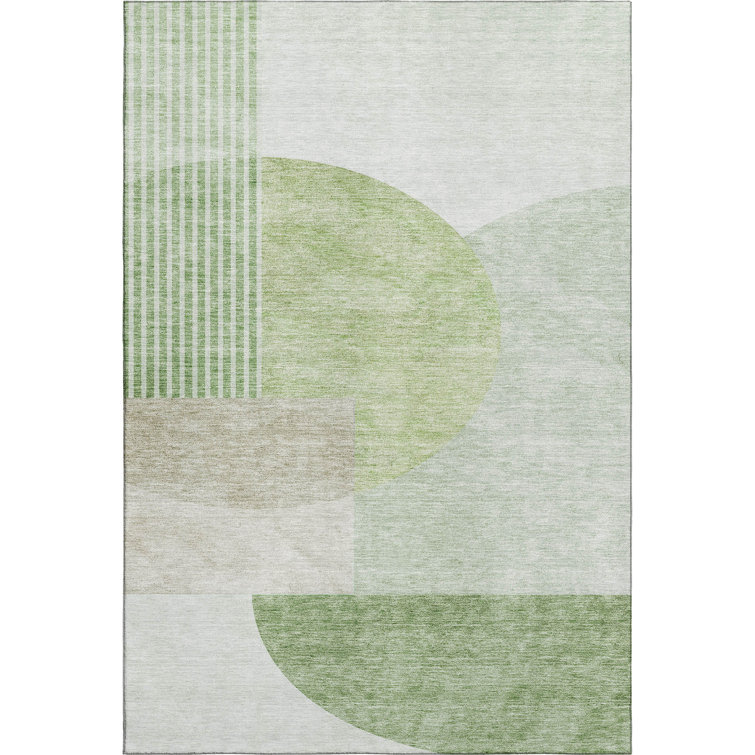 Premium Machine Washable Prisco Olive Rug