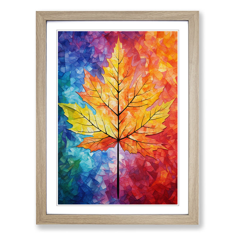 Leaf Abstract No.2 - Single Picture Frame Print on Wood, 46cm H x 34cm W x 2cm D, Oak 