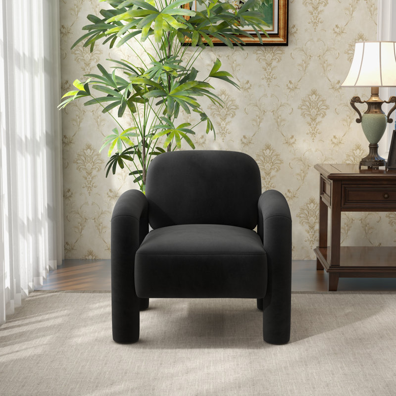 Fauteuil Iryanna, Velours noir, 1