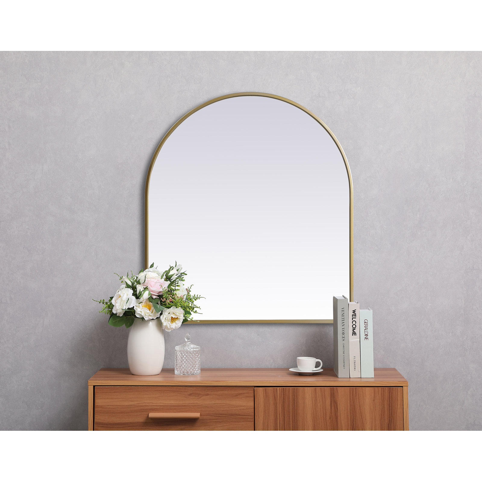 Sabine Metal Arch Wall Mirror, Brass, 30" x 27"