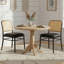 Chaise d'appoint moderne rembourrée en similicuir avec dossier en rotin-1114630113-1114630115