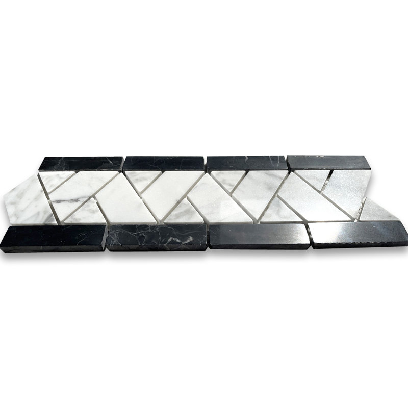 4" x 11" Marble Herringbone Mosaic Wall & Floor Tile