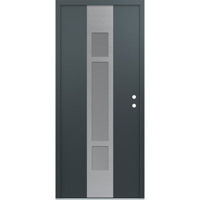 A9 Panel Silver Steel Prehung Front Entry Door