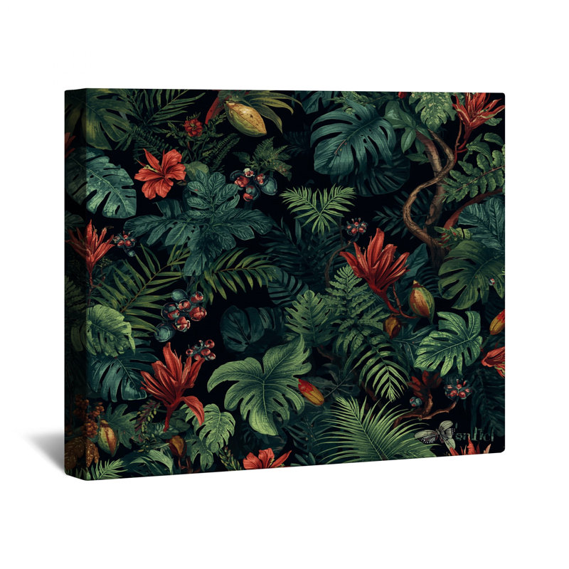 Toile de galerie de feuilles de fleurs tropicales dans de nombreuses tailles, 20 po x 24 po