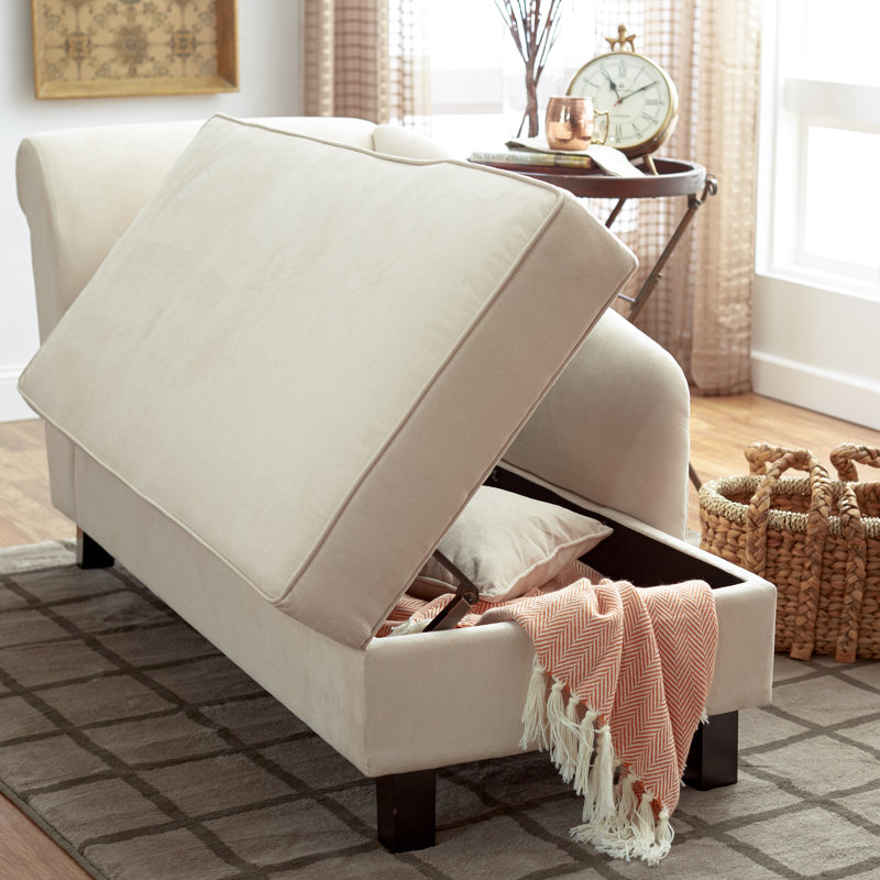 Upholstered Chaise Lounge, Khaki Microfiber/Microsuede