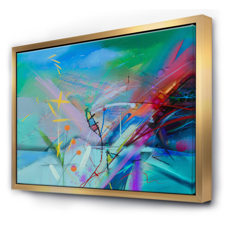 «Abstract Colorful Seascape IX», reproduction d'impression sur toile, H 12 po x l 20 po x p 1 po, Toile encadrée d'or