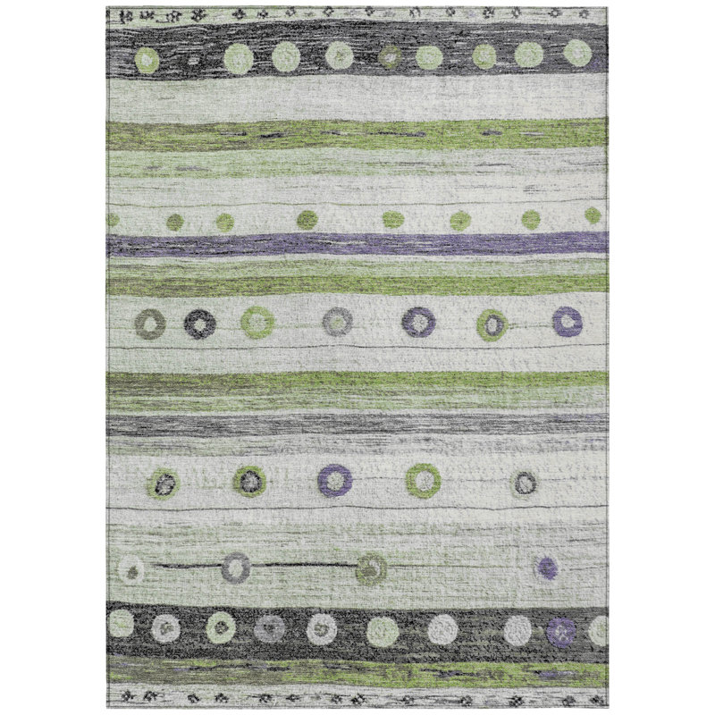 Machine Washable Indoor/Outdoor Xhevrie Aloe Rug, Rectangle 10' x 14'