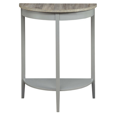 Grey Oak And Grey Half Moon Console Table With Bottom Shelf