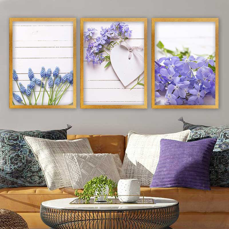 Superbe ensemble de peintures décoratives encadrées (3 pièces) de 21,7 po x 29,5 po chacune | Cadre 100% bois avec polystyrène de 0,8 pouce | Impression numérique UV | Parfait pour la décoration murale de salon, de bureau et de galerie