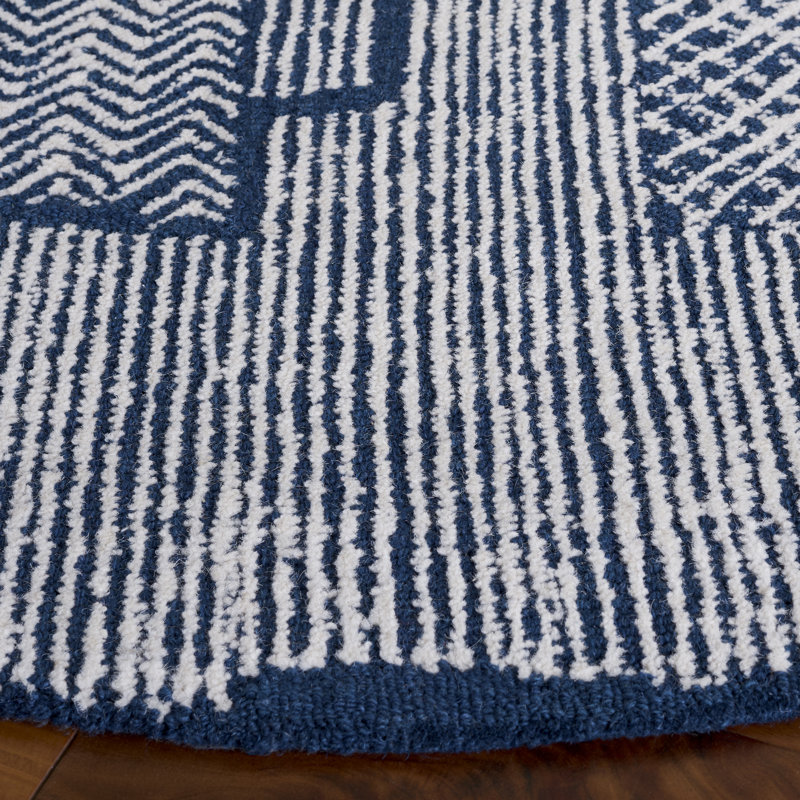 Abstract 776 Hand Tufted Wool Pile Abstract Indoor Use Only Rug, Round 6'