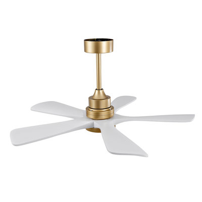 42 Inch Indoor Ceiling Fan With Dimmable LED Light 5 Solid Wood Blades Remote Control Reversible DC Motor