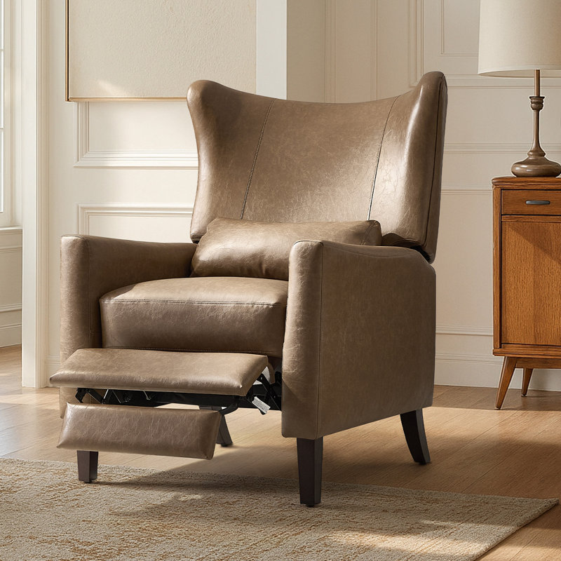 Fauteuil inclinable manuel en faux cuir Alexis, Taupe