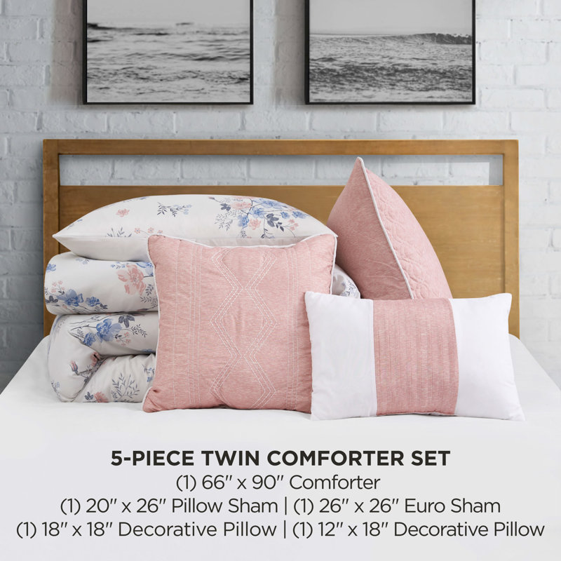 Lucky Brand Clarie Floral Comforter Sets, Twin Comforter + 2 Standard/Euro Pillow Shams