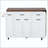 102.3" Kitchen Island with Extendable Dining Table and Trash Can Cabinet – White-1281444058