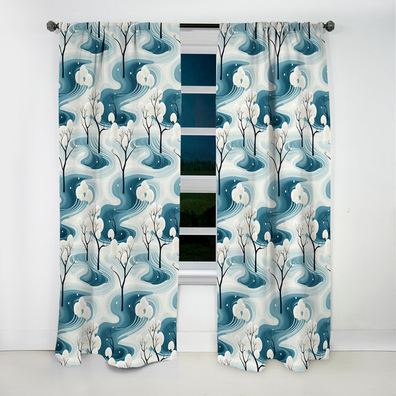 Rideau à motif floral blanc - Tranquil Mindset Landscape Zen, L 52 po x L 95 po