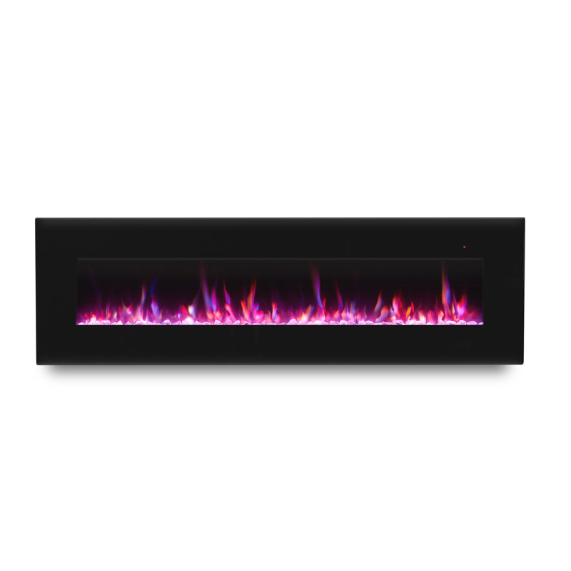 Corretto 72" Black Wall Mounted Electric Fireplace with Mantel