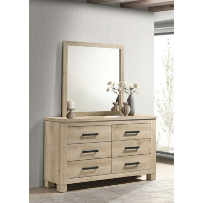 Commode 6 tiroirs avec miroir patiné