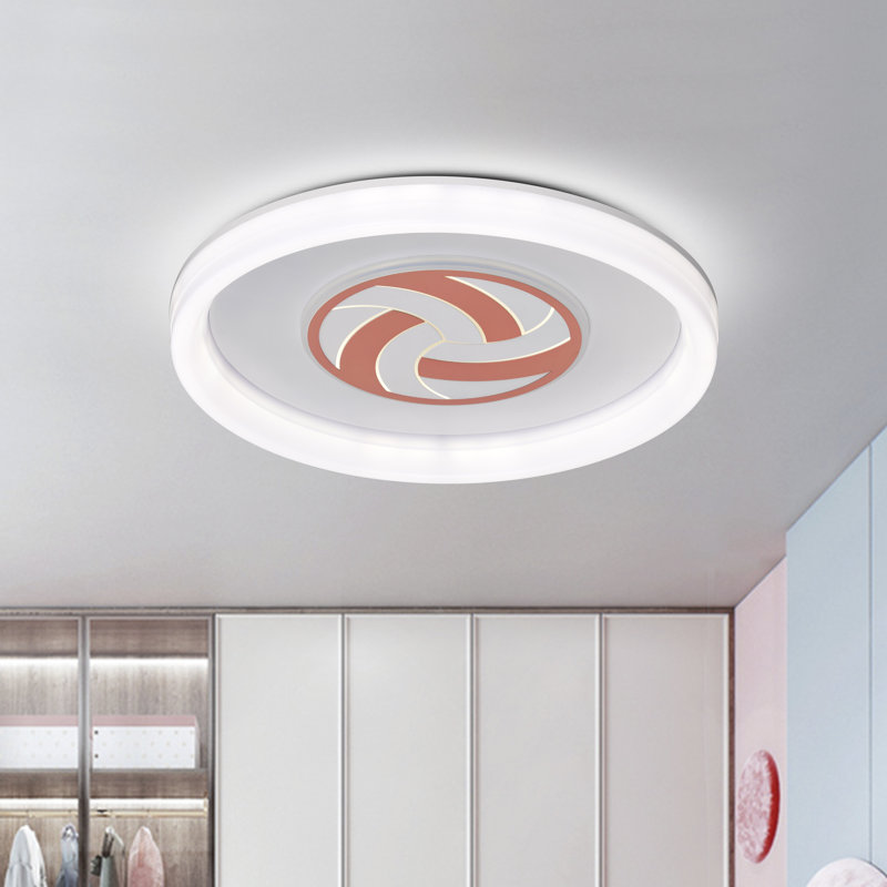  Modern Volleyball Pattern Integrated Led Flush Mount With White Acrylic Shade