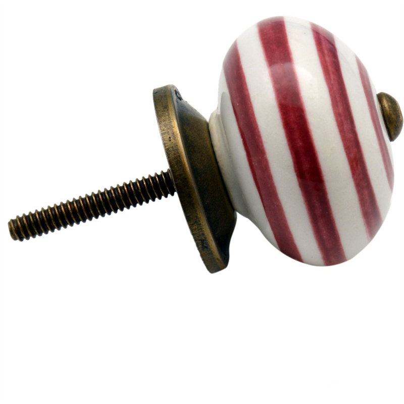 Nicola Spring - Round Ceramic Cabinet Knobs, Dark Red