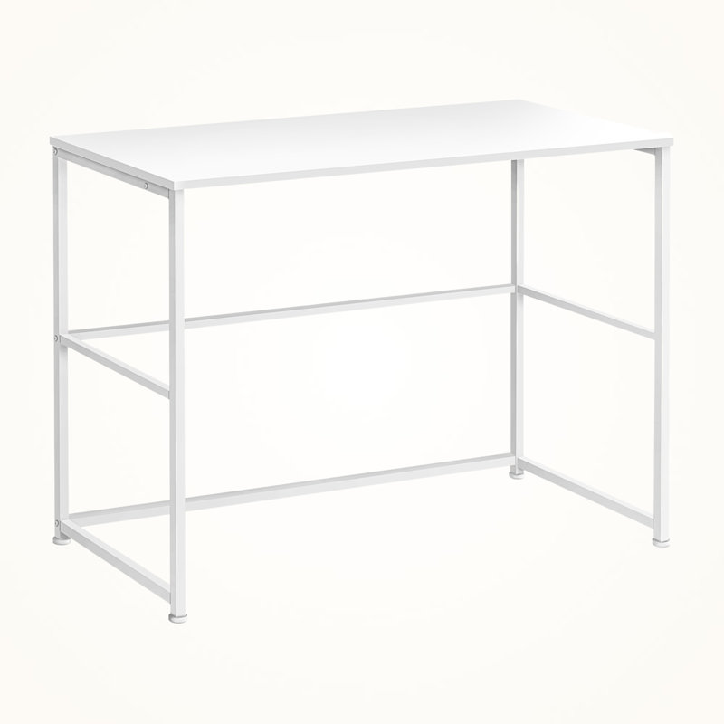 Aveneil White Laminated Computer Desk with Metal Leg, 29.75" H X 39.7" W X 18.82" D