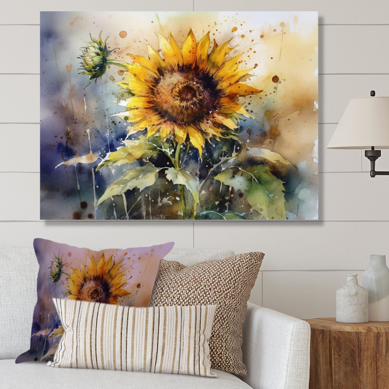 Jaune tournesol symphonie I - art mural tournesol, H 12 po x l 20 po x P 1 po, Toile tendue