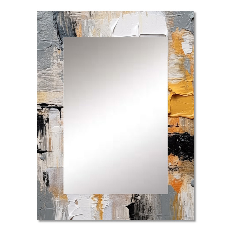 Beige and Gold Cubist Kaleidoscope III - Beige Modern Wall Mirror, 32 po x 24 po