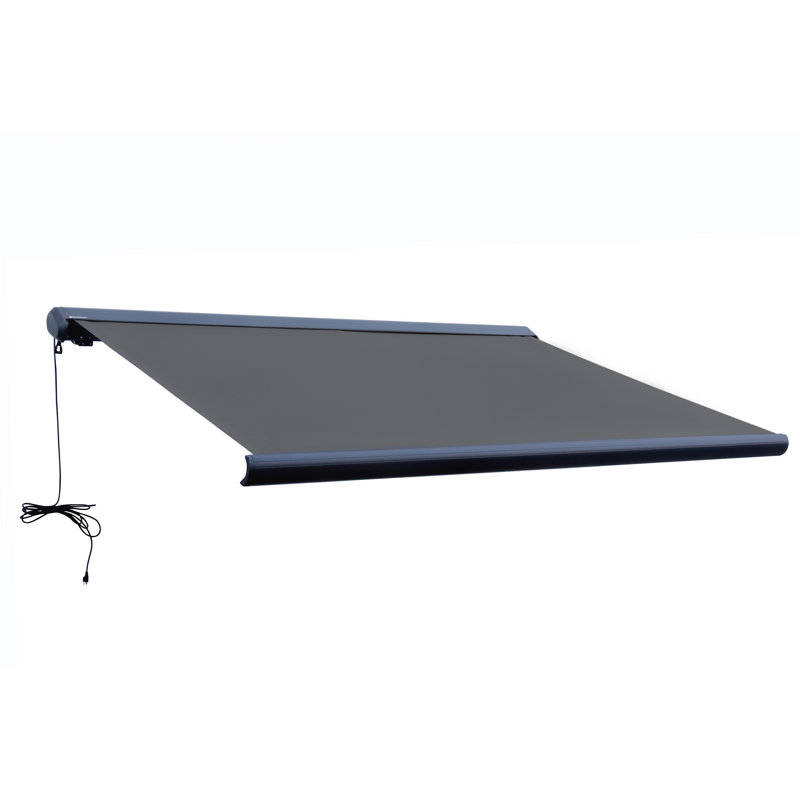 Italian Series Full Cassette Motorized Patio Awning With App + Remote, Black, 16' W x 10' D