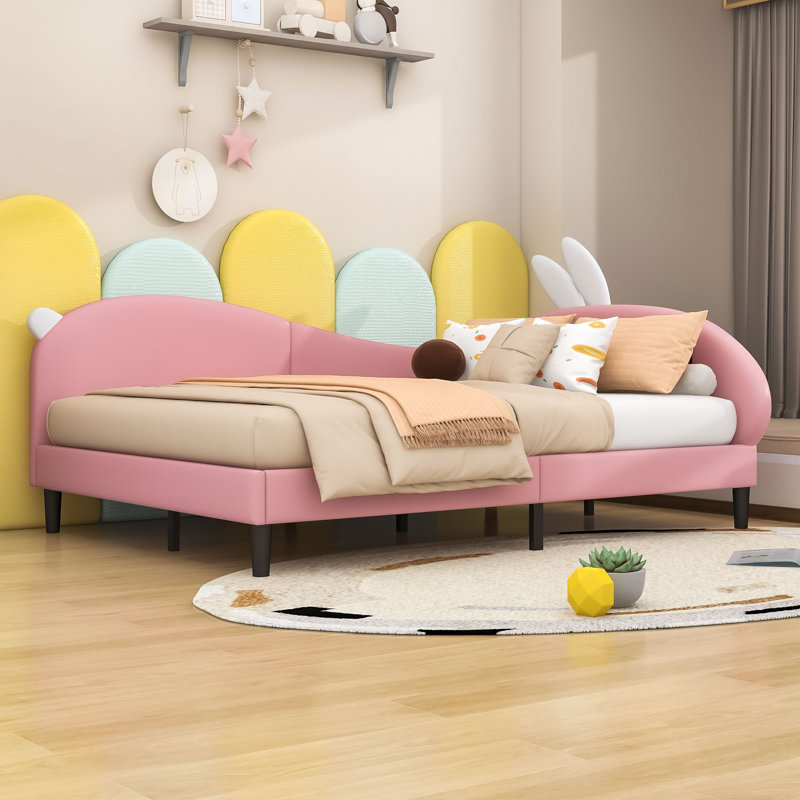Upholstered Daybed with Rabbit Ear Headboard, Full
