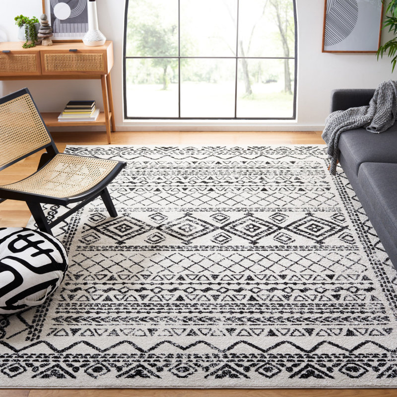 Tapis noir / ivoire Sturdevant Southwestern, Rectangle 8 pi x 10 pi