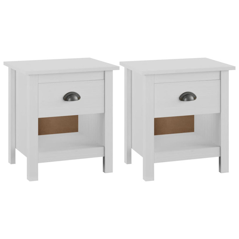 Pinkney 46cm W Solid Wood Bedside Table, White