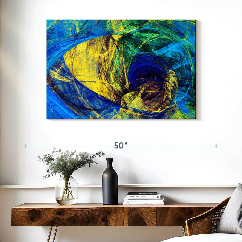 Avery Blue Abstract Tunnels, 26" H x 39" W