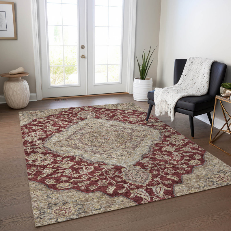 Tapis intérieur / extérieur rouge Celia , 9 pi x 12 pi