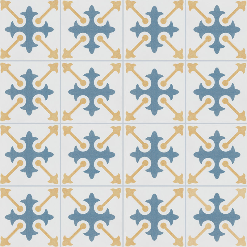 Revival 8" x 8" Ceramic Patterned Wall & Floor Tile