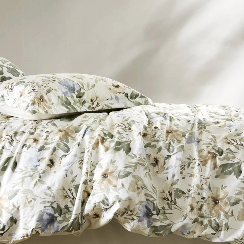 Très grand édredon 6 pièces pour lit très grand avec imprimé en coton, motif floral vif, tissu 100% naturel, rembourrage de 300 g / m² pour une texture moelleuse