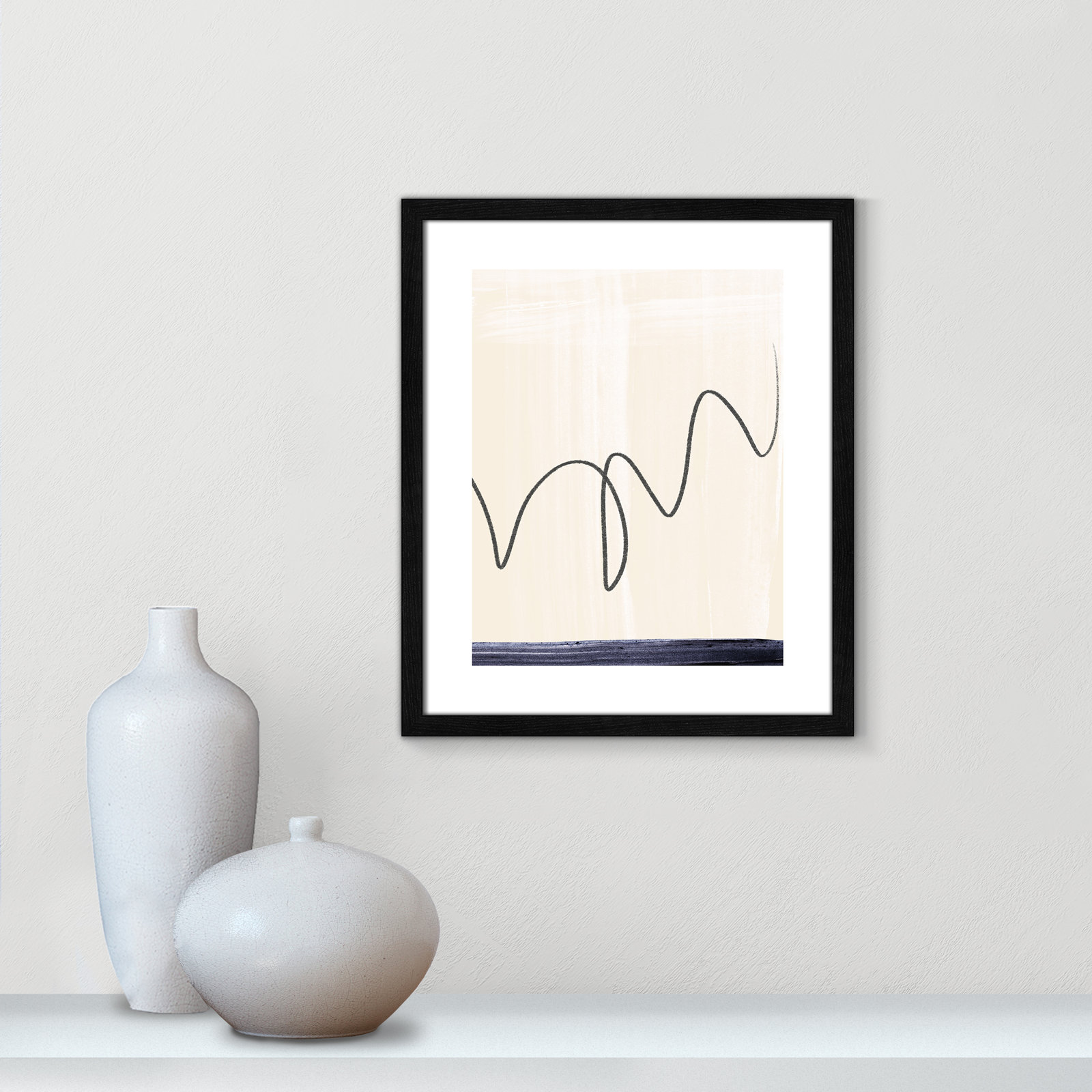 Tigerlily "Departured II" Painting, 19" H x 16" W x 0.75" D, Black Framed Paper