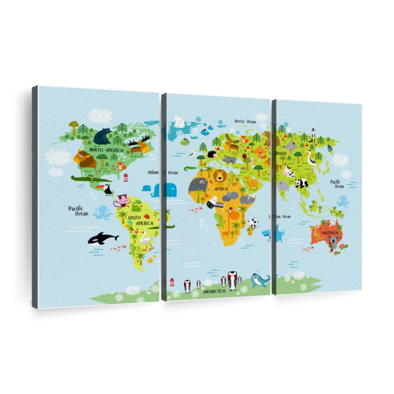 Animaux du monde, reproduction d'art sur toile, H 24 po x l 38 po x P 1,25 po