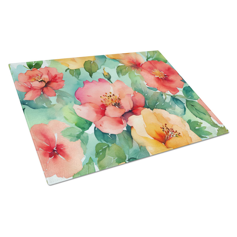 Planche à découper en verre aquarelle Georgia Cherokee Rose