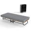 Lit pliant portatif avec matelas en mousse à mémoire de forme, structure en métal et roues verrouillables