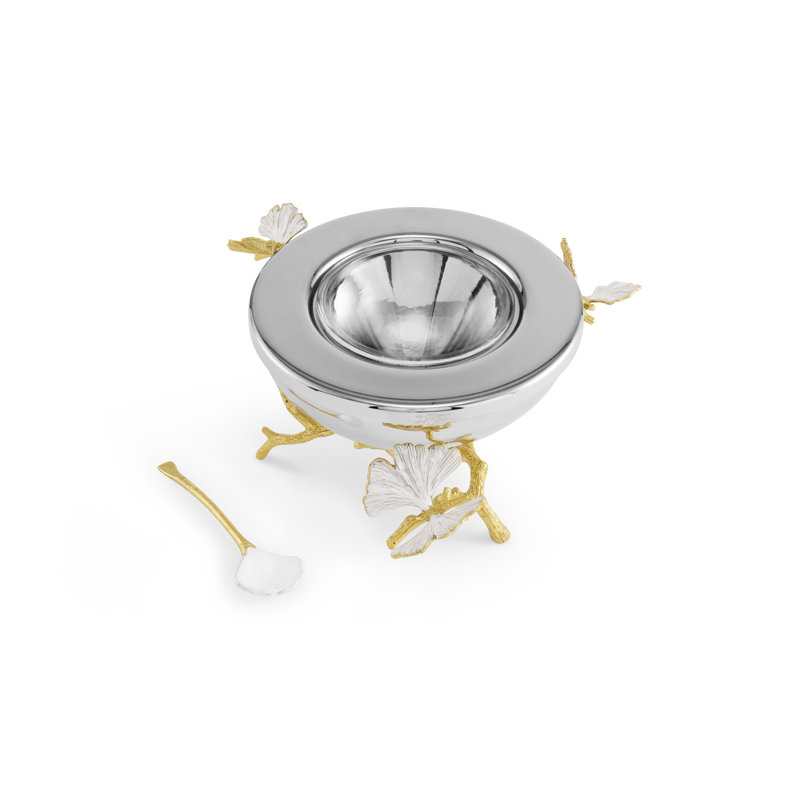 Butterfly Ginkgo Gold Caviar Dish with Spoon
