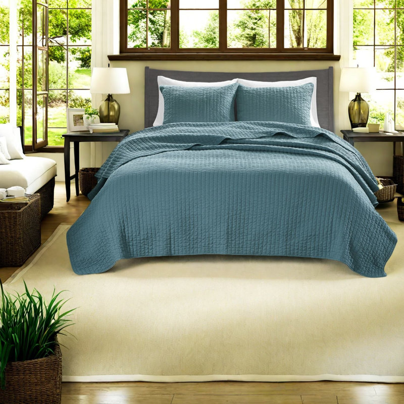 Ensembles de literie confortables sarcelle, confort en microfibre, style maison de campagne pour toutes les saisons