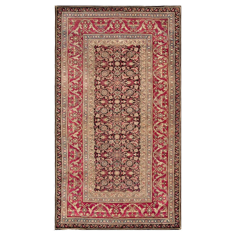 Tapis antique indien Agra, laine nouée à la main, 5 pi 0 po x 8 pi 7 po, 1910