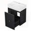 Meuble-lavabo avec lavabo en céramique, armoire de rangement en panneau de fibres à densité moyenne, tiroir, tablette latérale et poignée dorée - meuble-lavabo moderne peu encombrant pour les petites salles de bain-1007317329