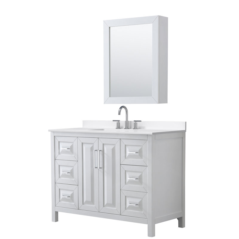Daria 48'' W Vanity, White, Polished Chrome, Giotto Quartz