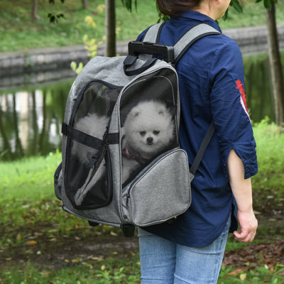 Pia 2 in 1 Dog Backpack and Trolley Pet Travel Backpack