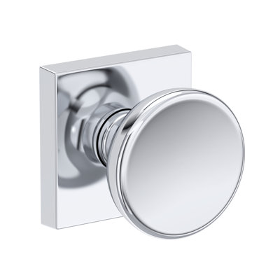 Solvang Passage Knob with Contemporary Square Rose in Lifetime (PVD) Polished Nickel