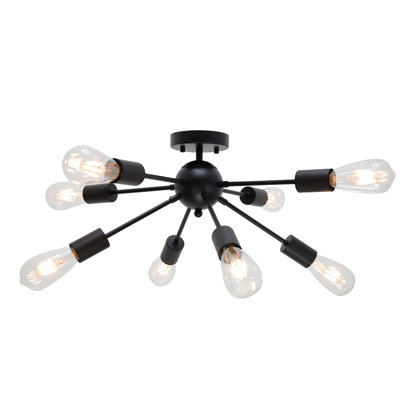 Lustre spoutnik 8 lumières Mid-Century en nickel brossé Mid-Century