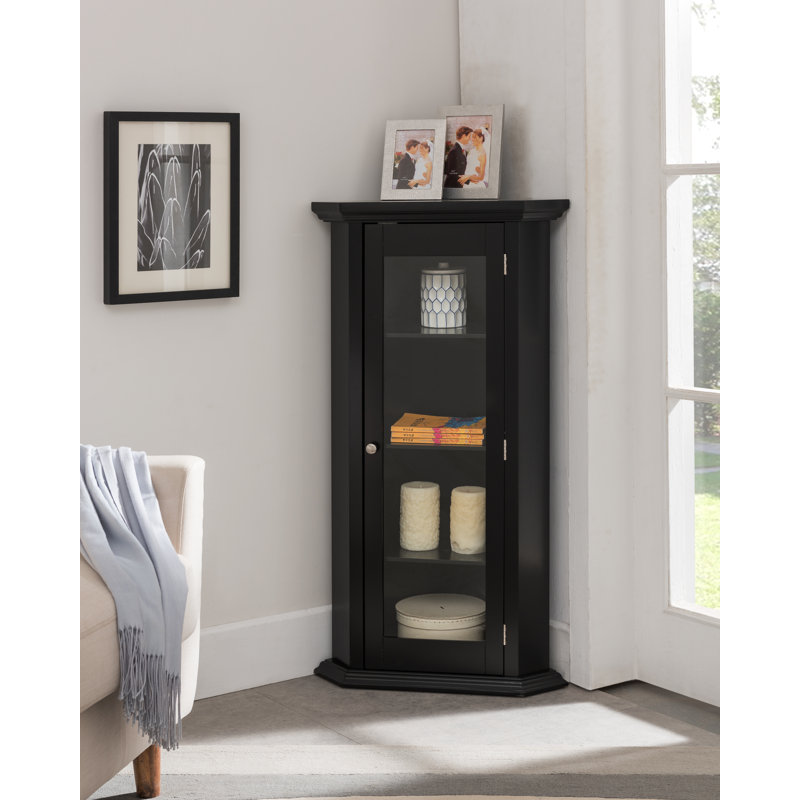 Armoire de rangement d'angle avec porte en verre Boivin, Marron foncé