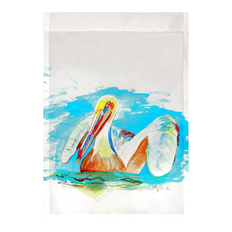 Drapeau de jardin en polyester 1 face pelican, H 18 po x l 12,5 po