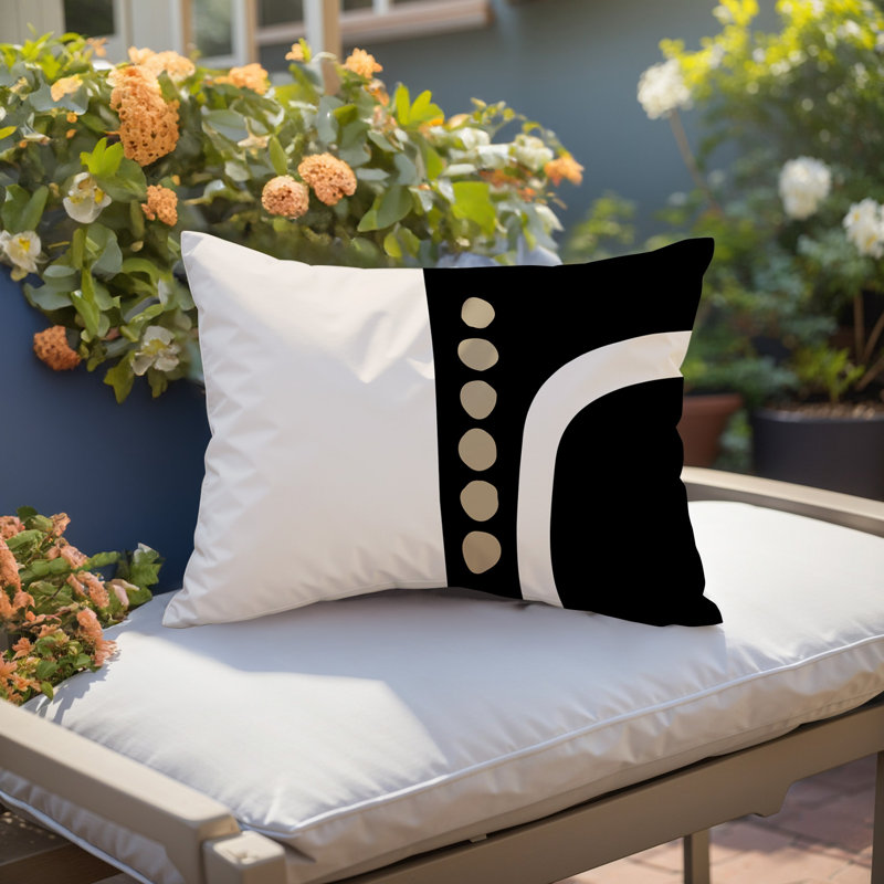 Coussin lombaire réversible intérieur / extérieur Sofi Minimalist, H 14 po x l 20 po, Noir, noir, noir, noir