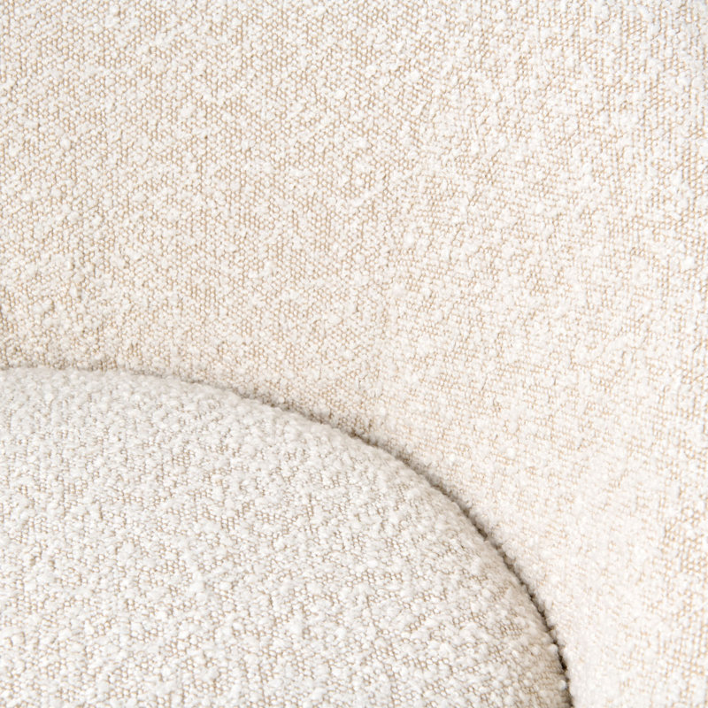 Upholstered Swivel Barrel Chair, Light Beige Boucle